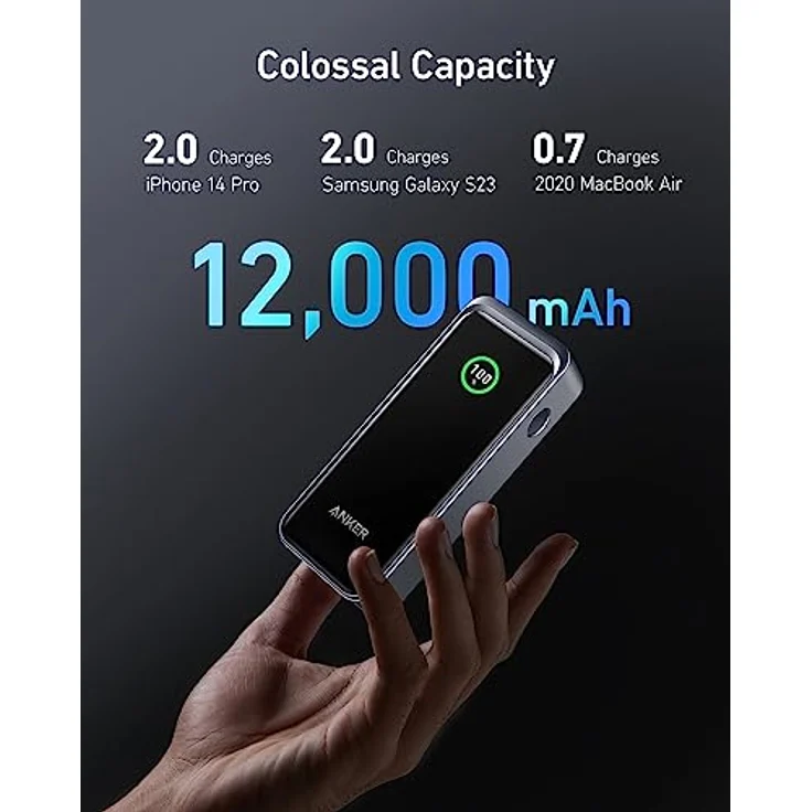 Anker ANKER Prime Powerbank 12.000mAh (130W) Powerbank 12000 mAh, Zwei-Wege Schnellladefunktion, Schwarz – Bild 4