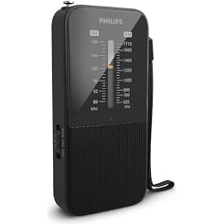 Philips TAR1509 FM-/MW-Kofferradio, kristallklarer Klang, langer Teleskopantenne, schwarz – Bild 2
