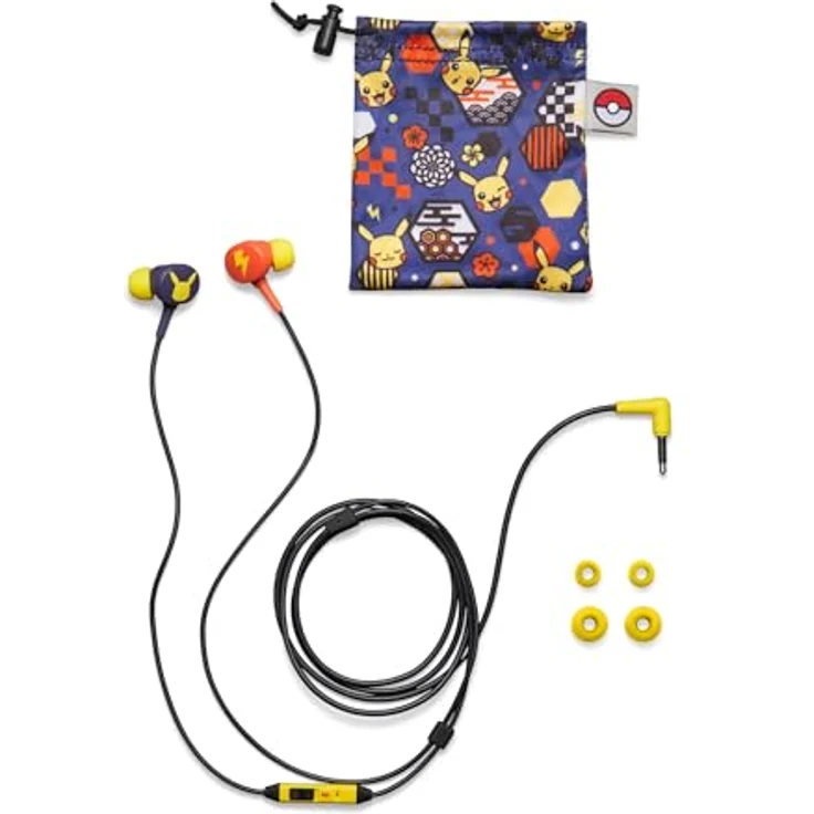 PowerA NSW Wired Earbuds - Pokémon Pikachu Blossom, In-Ear Kopfhörer mit 8-mm-Treibern und Inline-Mikrofon, Kabelgebunden, Mehrfarbig – Bild 6