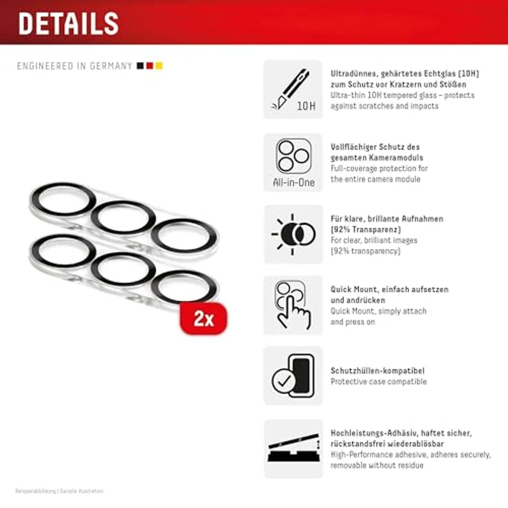 Displex CamGlass All-In-One, Camera Lens Glass für Samsung Galaxy S26, 10H Echtglas mit DLC-Beschichtung, hochtransparente Bildqualität, easy Quick-Mount-Montage, case-friendly – Bild 2