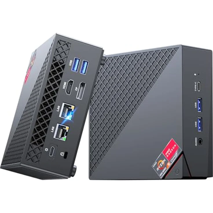 NiPoGi AM06 PRO Mini PC, AMD Ryzen 7 5700U, 16GB DDR4, 512GB M.2 SSD, 4K Triple Display, WiFi 6, Dual LAN, für Schule/Büro – Bild 1