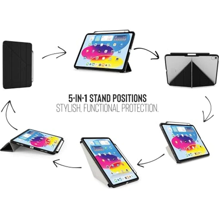Pipetto Origami No3 Pencil Case, Tablet-Hülle für iPad 10,9" (10. Gen), antimikrobiell, abwischbar, 5 Standpositionen – Bild 6