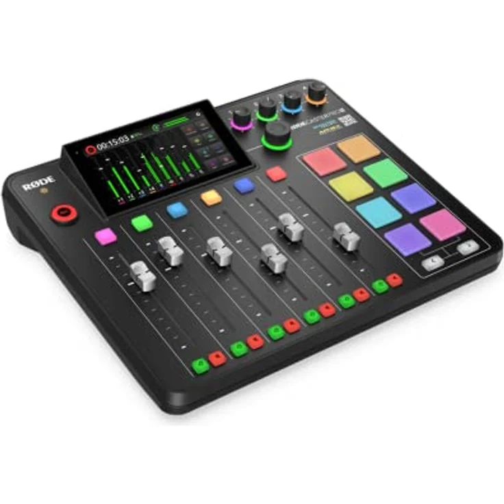RØDE RODECaster Pro II, Studio- und Livemixer mit 5,5" HD-Touchdisplay, 9 Kanälen, Dual USB Audio Interface, Schwarz – Bild 4