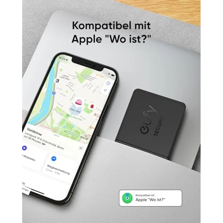eufy SmartTrack-Karte E30, Wiederaufladbarer Bluetooth-Tracker, wasserabweisend, schwarz, kompatibel mit Apple "Wo ist?" – Bild 3