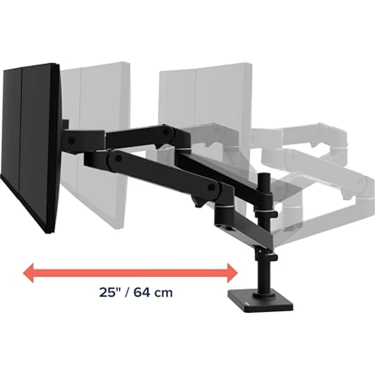 Ergotron LX Pro Dual, Monitor Halterung für 2 Monitore bis 27", ergonomisches Design, Schwarz – Bild 5