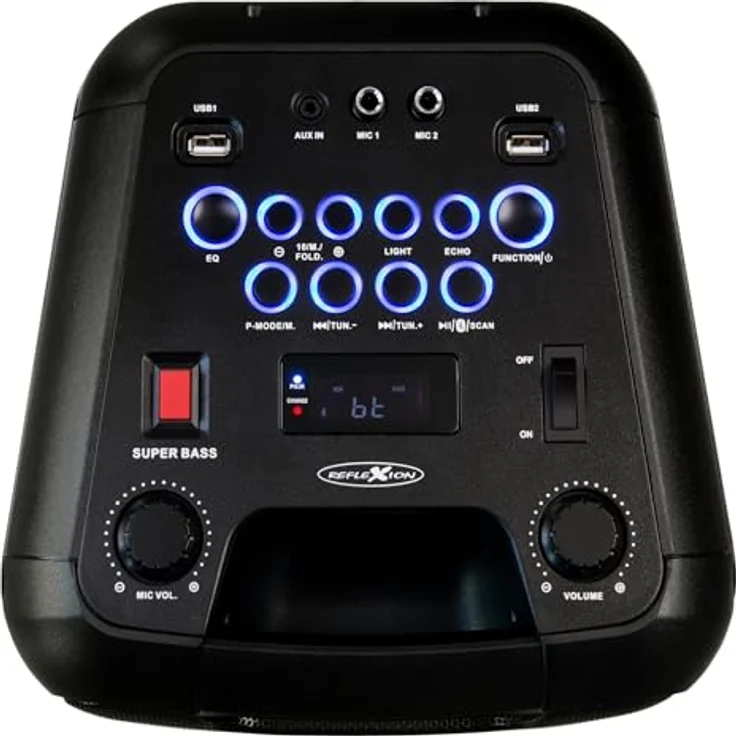 Reflexion PS08BT DJ Karaoke PA-Anlage, mobil mit Akku und Lichteffekten (Bluetooth, USB, AUX, Mikrofon, 480 Watt), schwarz – Bild 6