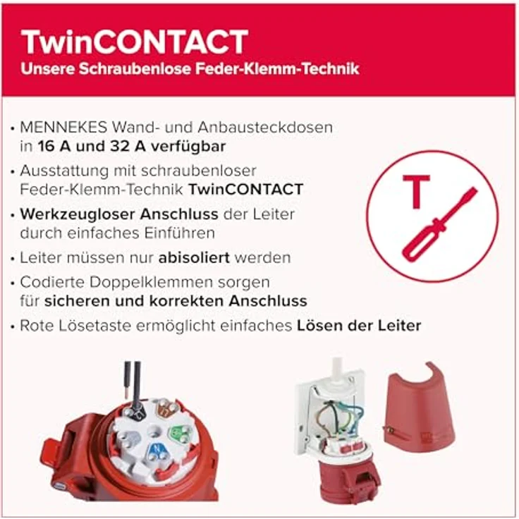 Mennekes 101100102 31 E-Steckdose 5p 16A 6h 400V-rt IP44 AP Rot – Bild 10