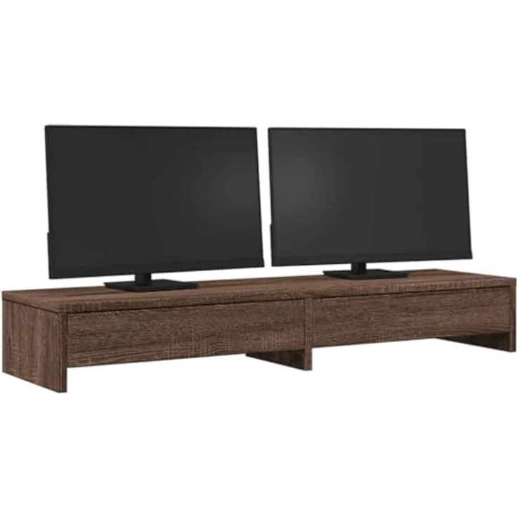 vidaXL Monitorständer, Monitorerhöhung mit Schubladen, Braun Eichen-Optik Holzwerkstoff, reichlich Stauraum, pflegeleicht – Bild 4