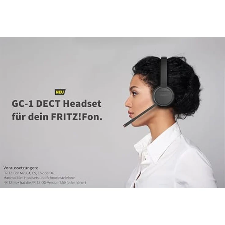 GEQUDIO GC-1 DECT Headset, Kabellos für FritzBox mit Anrufsteuerung, Duales Bluetooth-Headset für PC und Smartphone, HD Audio (1-Ohr) – Bild 2