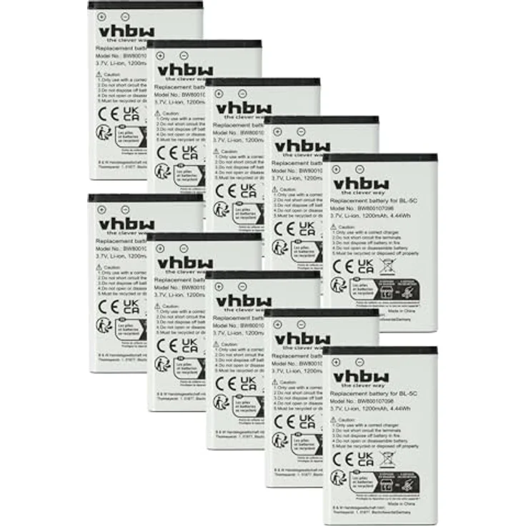 vhbw 10x Akku Ersatz für RTX 10000058, Lithium-Ionen Hochleistungsakku mit 1200 mAh und 3,7 Volt – Bild 1