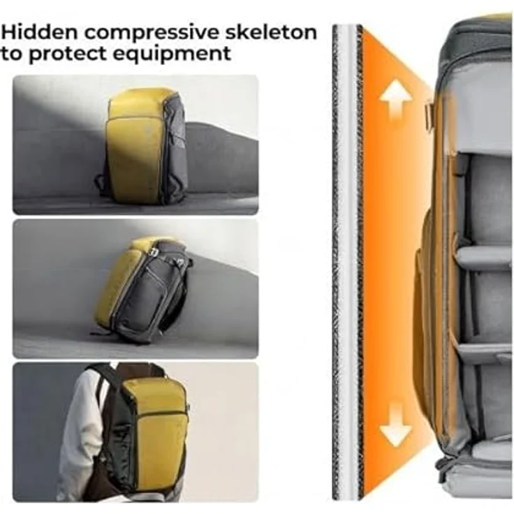 K&F Concept Alpha Air Fotorucksack, 25 l Kameratasche mit anpassbarem Innendesign, gelb – Bild 5