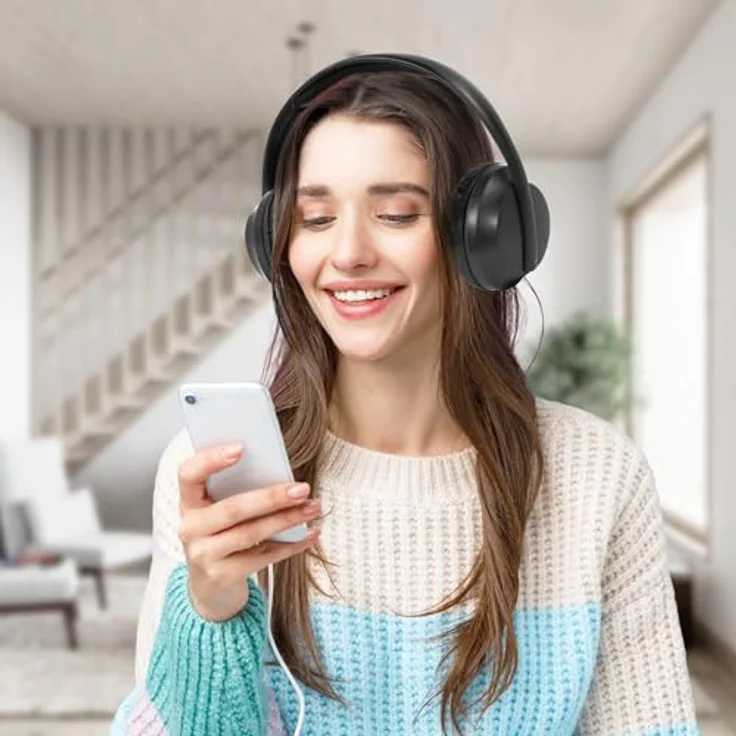 Denver BTH-235B Black Kabellose Bluetooth Kopfhörer – Bluetooth 5.3, 22 Stunden Spielzeit, Integriertes Mikrofon, Freisprechfunktion, Komfortables Design, Schwarz – Bild 3