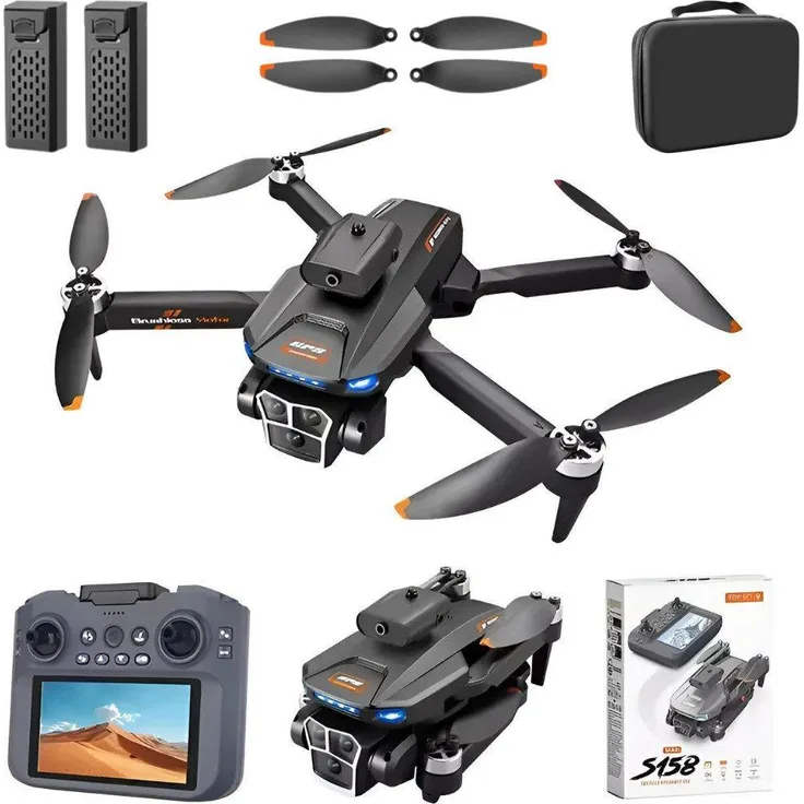 GOLDSTERN-TECH RC-Quadrocopter S158 MAX, GPS-Drohne mit Full-HD Videoübertragung, Bildschirm-Controller, Headless-Modus und Auto-Return
