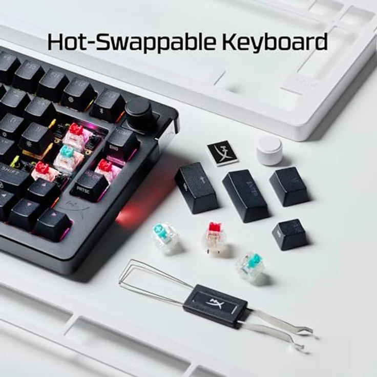 HyperX Alloy Rise 75 Wireless, 75% Hot-Swappable Mechanische Gaming-Tastatur, QWERTY Amerikanisches Layout, Dual Wireless 2,4 GHz und Bluetooth, bis zu 80 Stunden Hintergrundbeleuchtung, Schwarz – Bild 4