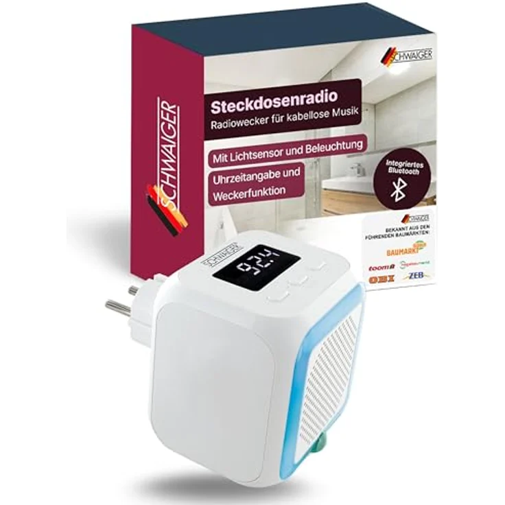 Schwaiger Steckdosenradio RAFM0100 mit Bluetooth, LED-Display und Nachtlicht – Bild 2