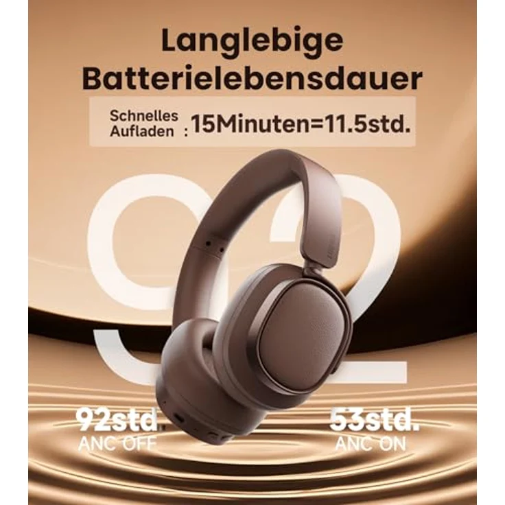 Edifier ES850NB Kabellose Over-Ear-Kopfhörer mit Geräuschunterdrückung, Hi-Res Audio, 92h Spielzeit, Bluetooth 5.4, KI-Anrufgeräuschreduzierung – Braun – Bild 4
