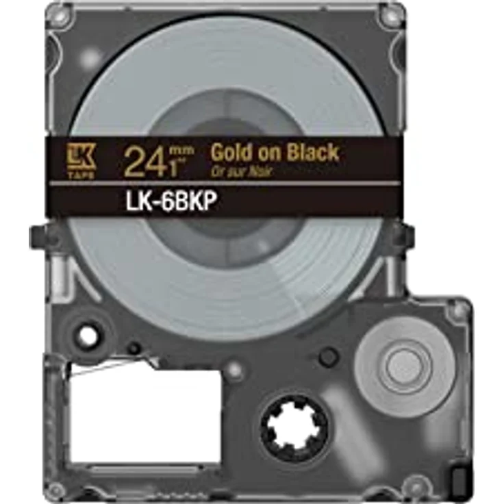Epson Etikettenkassette, Metallicband LK-6BKP gold auf schwarz, langlebiges Beschriftungsband für Epson LabelWorks Etikettendrucker, wasser- & verschleißfest, 9 m x 24 mm – Bild 2