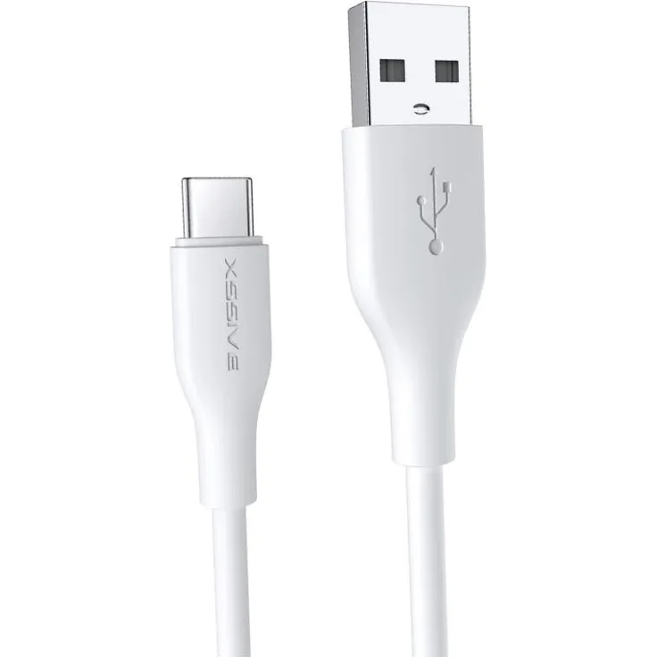 Xssive 2.4A 2 Meter USB zu Typ-C Schnell-Ladekabel, Lade- und Synchronisationskabel in Weiß