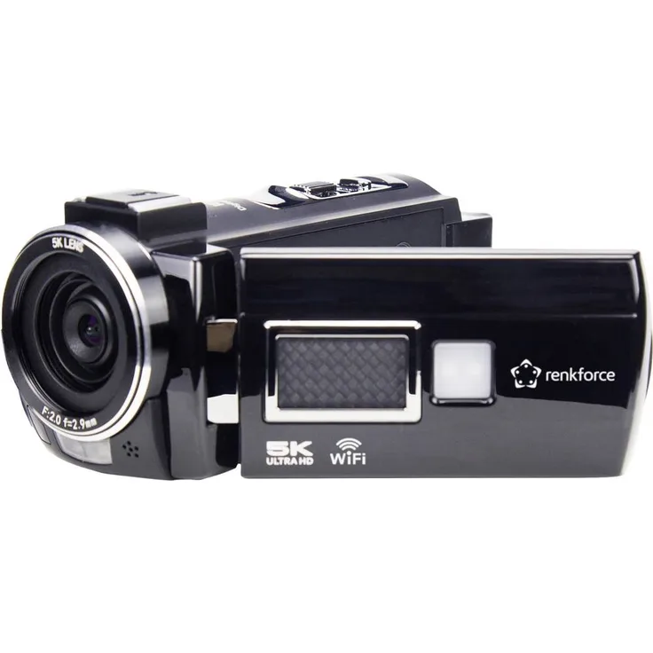 Renkforce RF-DV-200, Camcorder 5K mit 8 MP, 7,6 cm (3 Zoll), WLAN und Fernbedienung, Schwarz
