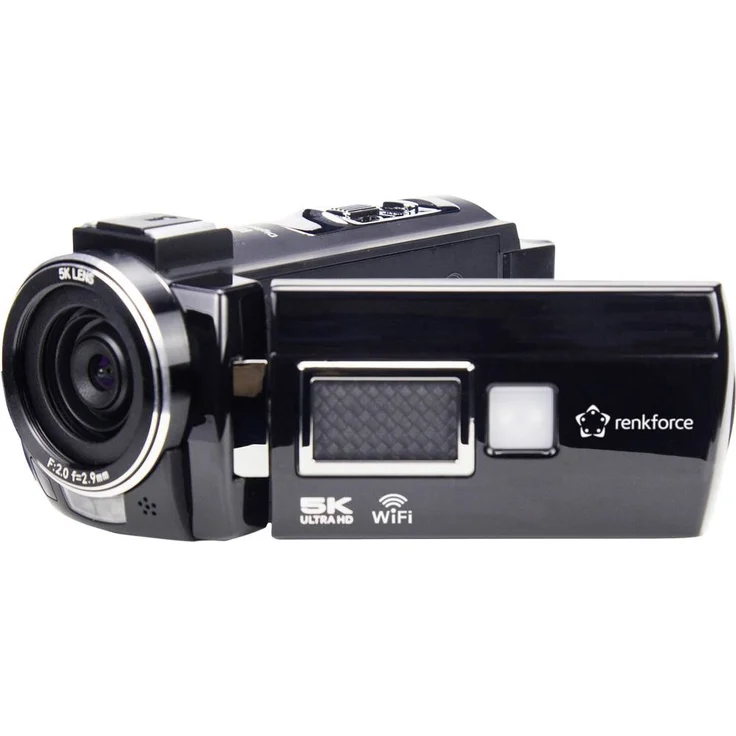 Renkforce RF-DV-200, Camcorder 5K mit 8 MP, 7,6 cm (3 Zoll), WLAN und Fernbedienung, Schwarz