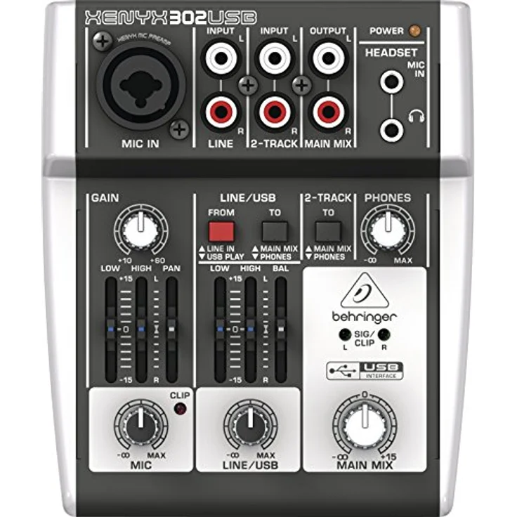 Behringer XENYX 302USB, Ultrakompakter Analogmischer mit USB-Schnittstelle und XLR/Klinke Combo Eingang, ideal für Heimstudio und unterwegs – Bild 5