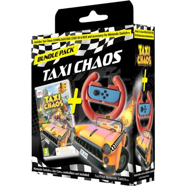 Mindscape Taxi Chaos Racing Wheel Bundle, Nintendo Switch Spiel + Volante (Code in Box)