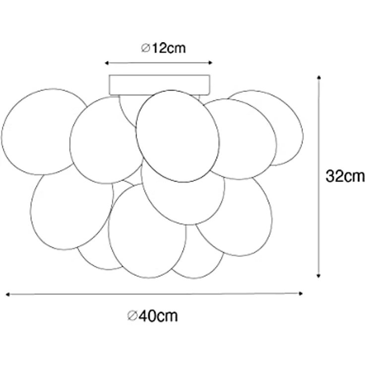 Qazqa - Design Art-Deco-Deckenleuchte Uvas Schwarz mit Opalglas 4-flammig - LED geeignet G9 – Bild 4