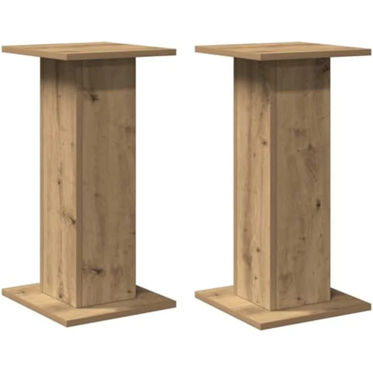 vidaXL Lautsprecherständer 2 STK., Hoher Boxenständer aus Holzwerkstoff, Artisan-Eiche, stabile Oberfläche für HiFi Heimkino Erfahrung – Bild 1