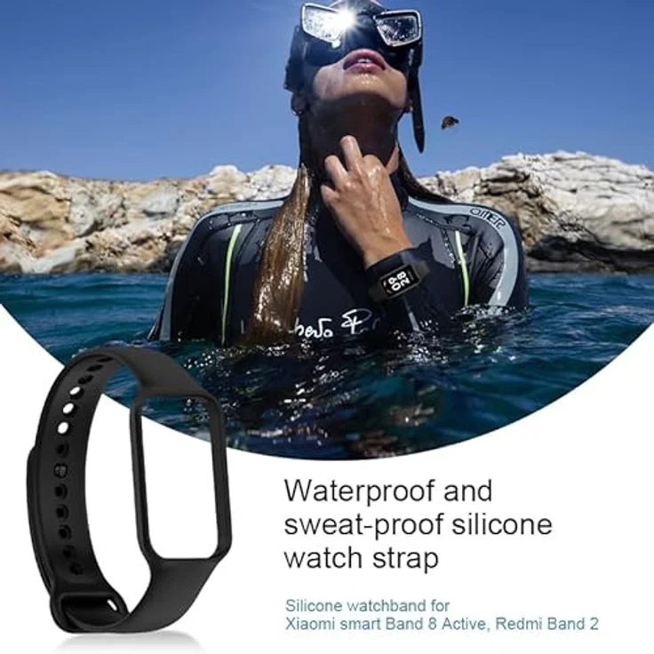 INF Silikonarmband für Xiaomi Smart Band 8 Active und Redmi Band 2, strapazierfähig und weich, Werkzeugloser Wechsel, 12 cm Länge – Bild 3