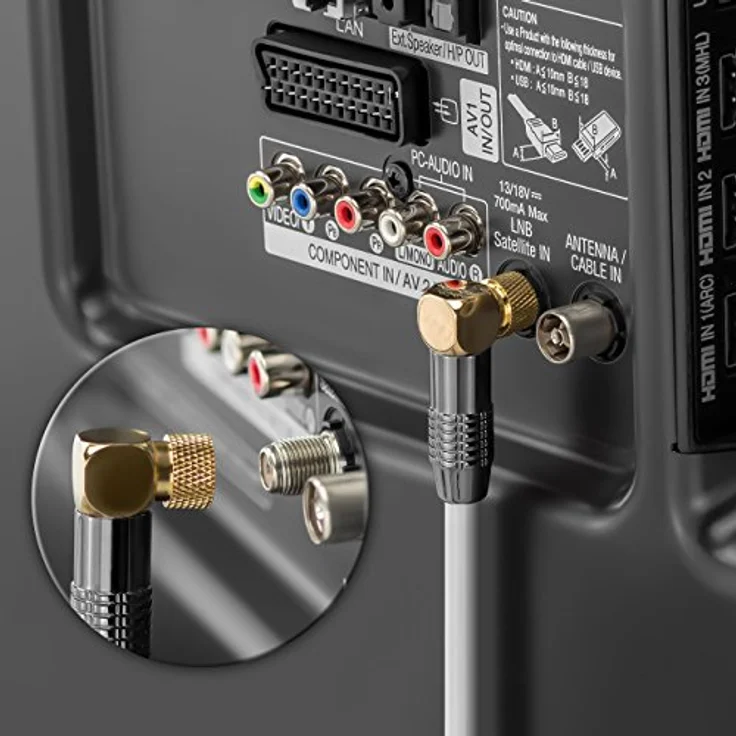 deleyCON 1,5m SAT Antennenkabel PREMIUM HDTV Satellitenkabel gewinkelt Koaxialkabel - F-Stecker (90° Grad) zu F-Stecker (90° Grad) - Weiß - METALL vergoldet – Bild 8