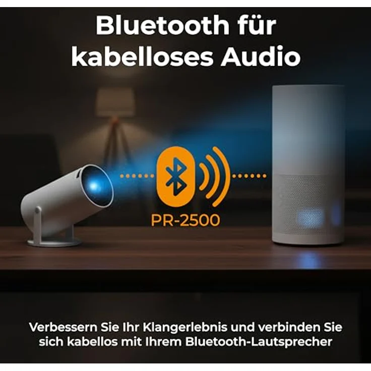 Denver PR-2500 Full-HD Projektor, 175 Lumen, 2500:1 Kontrast, HDMI, Bluetooth 5.0, flexible Projektion 37"-170" – Bild 7