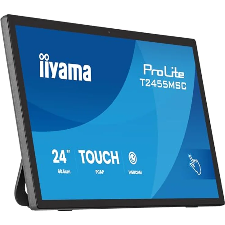 iiyama Prolite T2455MSC-B2, 24" Full-HD IPS LED-Monitor mit 120Hz, 10-Punkt Multitouch, DeepContrast-PCAP+, integrierter Webcam, Anti-Fingerprint, schwarz – Bild 1