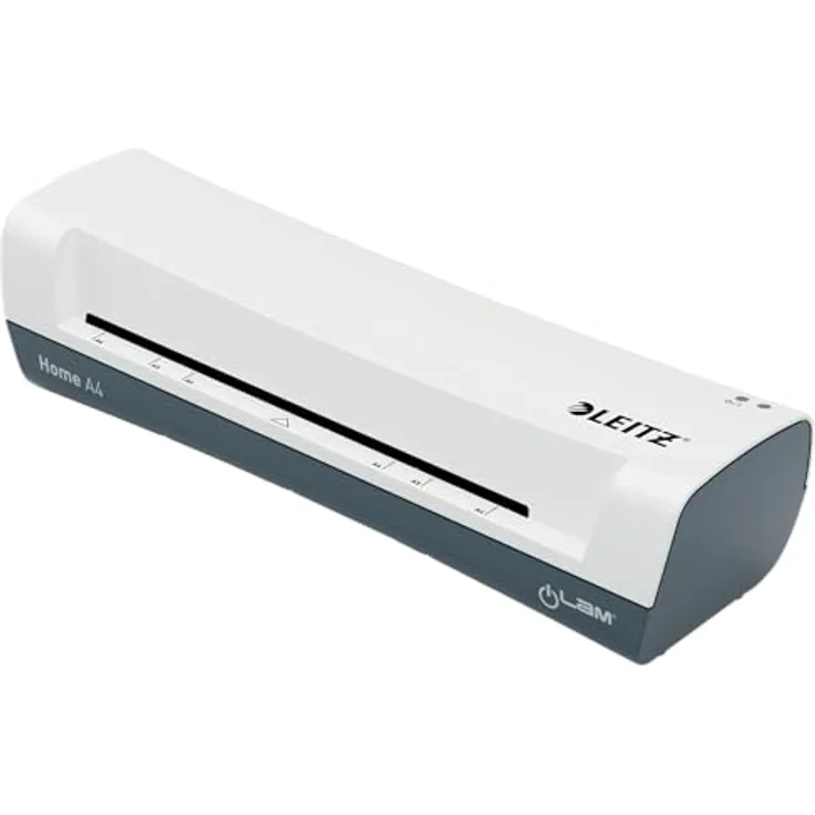 Leitz iLAM Home A4 Laminiergerät, Für 75 bis 125 mic Laminierfolien, 3 Minuten Aufwärmzeit, Inkl. Starterkit mit Folien, Ideal für den Einsatz Zuhause, Home Office & Schule, Weiß, 74310001