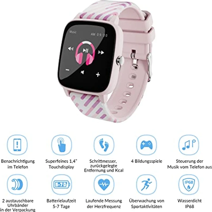 Lamax BCool Children's Smart Watch - Pink for kids (36.50 mm, Kunststoff), Sportuhr + Smartwatch – Bild 2