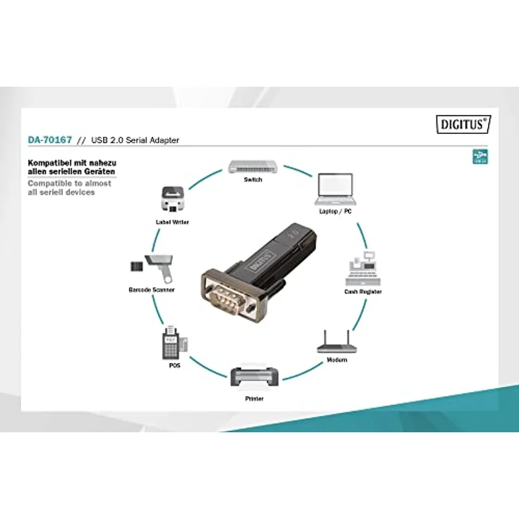 DIGITUS USB zu Seriell Adapter - RS232 Konverter - USB 2.0 zu DSUB 9 - FTDI FT231XS + FT3243S Chipsatz - Ca. 80 cm Kabel - Preisvergleich – Bild 4