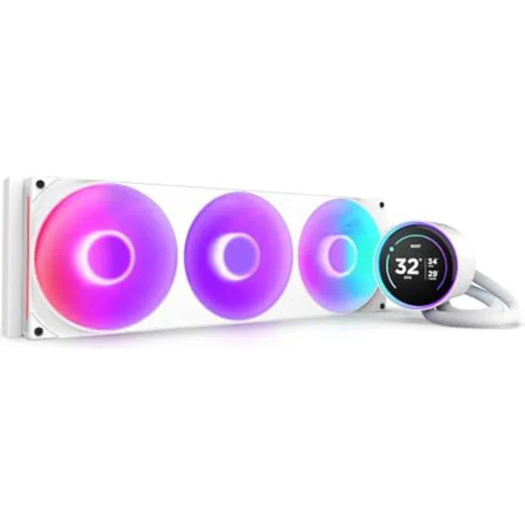 NZXT Kraken Elite 420 RGB 2025, AIO CPU Flüssigkeitskühler mit 420mm Radiator, anpassbarem 2,72" IPS LCD und RGB Core Lüftern, für AMD® AM5/AM4 und Intel® LGA 1851/1700, 1200/115X, Weiß