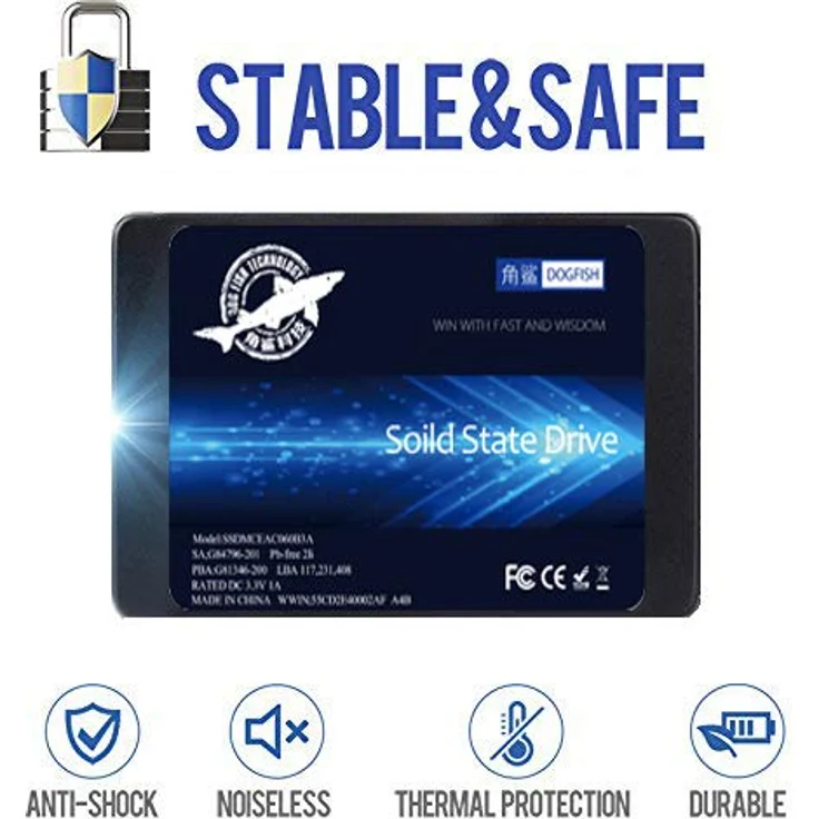 SSD 64GB SATAIII 2.5 Dogfish Inch 6Gb/s Internal Solid State Drive for Desktop Laptop Hard Drive Includes SSD 32GB 120GB 128GB 240GB 250GB 480GB 500GB 960GB(64GB, 2.5''-SATA3) – Bild 3