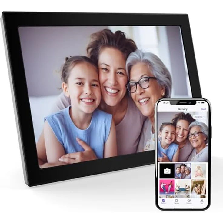 XORO 10,1 Zoll WiFi Digitaler Bilderrahmen, 1280x800 HD IPS Touch Display, 16GB Speicher, Automatische Rotation, Multi-Channel-Freigabe