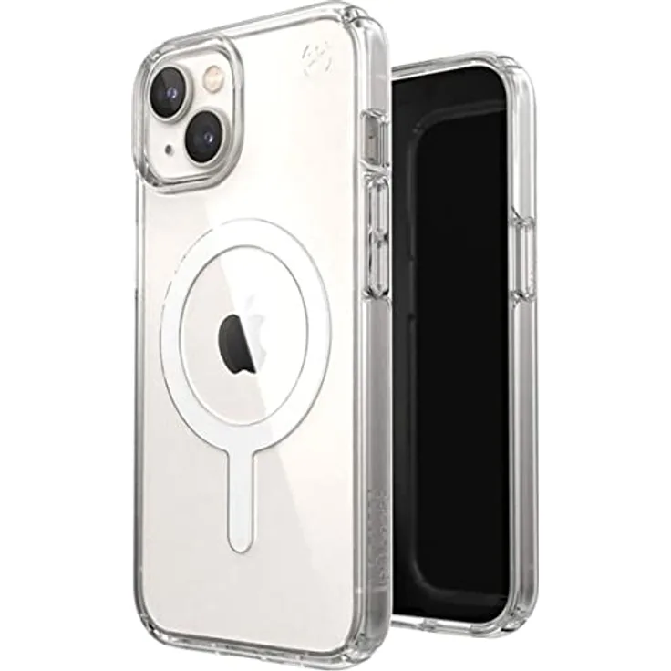 Speck Presidio Perfect-Clear + MagSafe iPhone 14 Plus Hülle (durchsichtig) mit Microban-Beschichtung