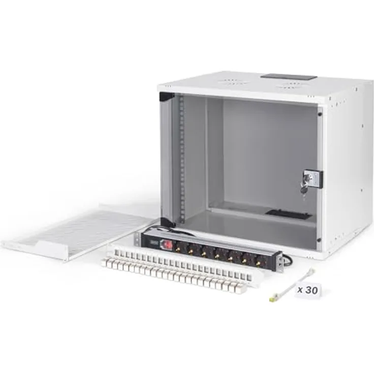 Digitus 19" Netzwerk-Set SOHO PRO, 9HE Wandgehäuse und Zubehör, Serverschrank, grau