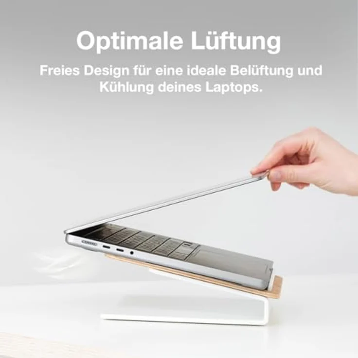 Woodcessories - Laptop Ständer Holz kompatibel für 10" - 16" MacBook, ergonomische Halterung aus Eichen Holz – Bild 4