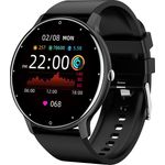 NORTH EDGE Smartwatch mit Aktivitätstracker, Silikonarmband - Schwarz, HD-Touchscreen, Multisport-Modus