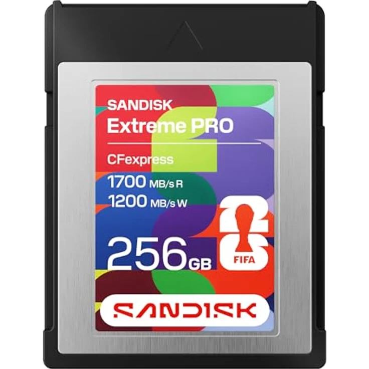 SanDisk Extreme PRO CFexpress Type B, 256 GB, 1700 MB/s Lesegeschwindigkeit, 1200 MB/s Schreibgeschwindigkeit, tropfsicher, Schwarz, Silber – Bild 1