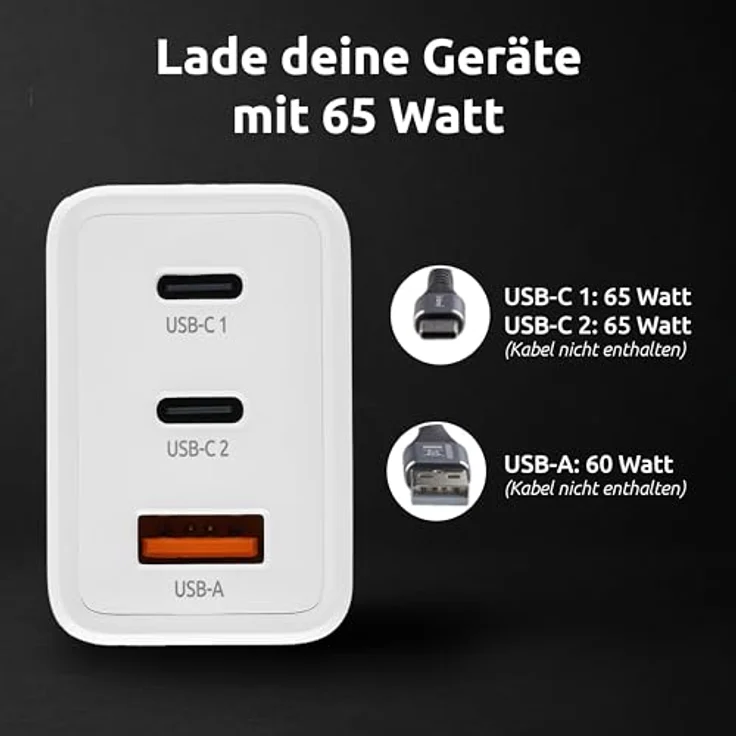 Intenso W65ACC GaN 65 Watt, weiß Schnellladegerät mit USB-A und USB-C Anschlüssen für Smartphones und Laptops – Bild 6
