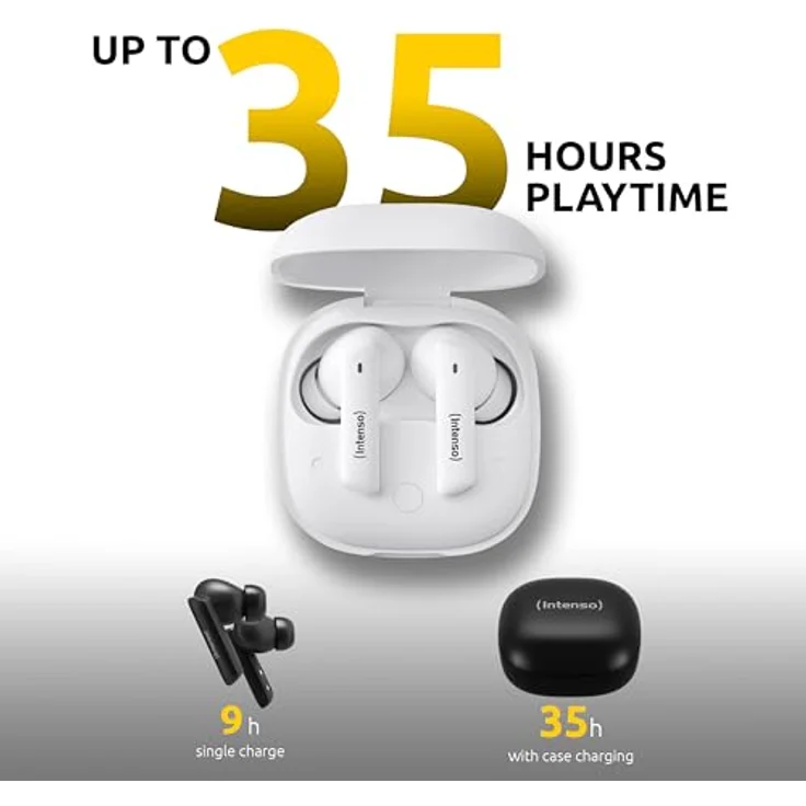 Intenso Buds Earphone Pro T502AE White - Spritzwasserschutz, ergonomische Passform, Touchsteuerung, 9 Stunden Akkulaufzeit – Bild 4