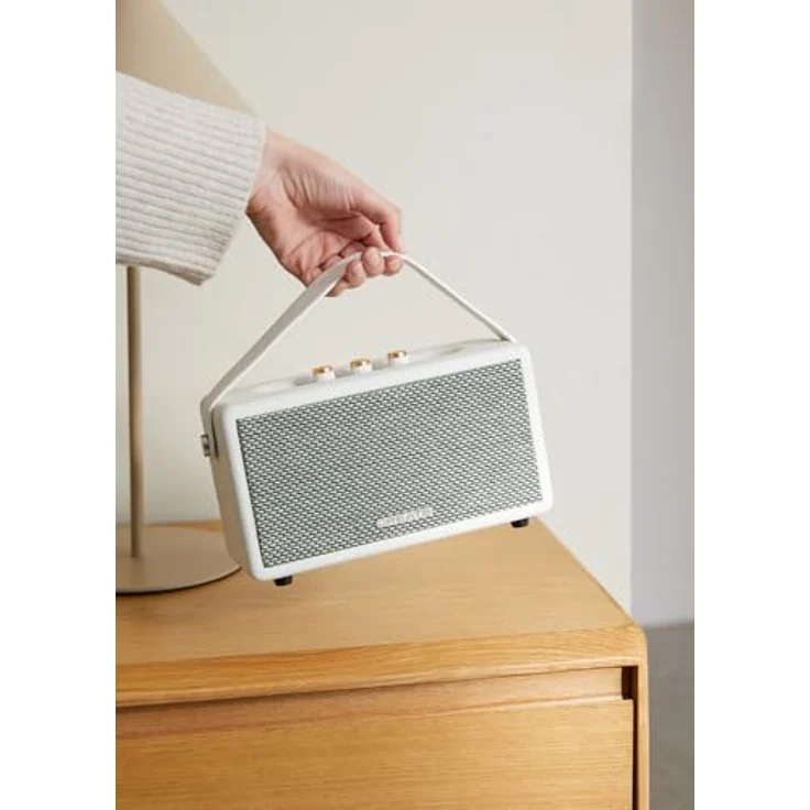 CREATE Retro Lautsprecher, tragbarer 40W Bluetooth-Speaker in Cremeweiß mit USB, AUX und bis zu 5 Stunden Betriebsdauer – Bild 2