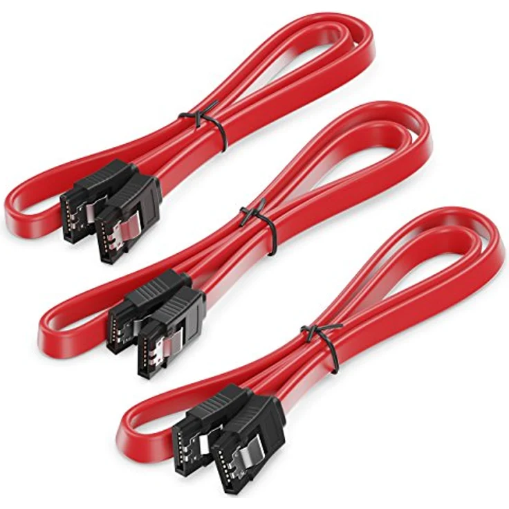 SET - 3x deleyCON [0,5m] S-ATA 3 Kabel - PREMIUM SATA 3 HDD / SSD Datenkabel mit Clip - 2x Stecker gerade - bis 6 Gbit/s - Länge: 50cm / Farbe: Rot – Bild 5