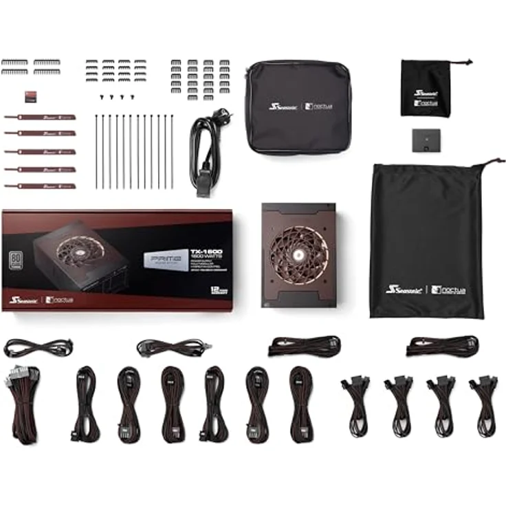 Noctua Seasonic Prime TX-1600 Noctua Edition, Ultra-leises 1600W ATX 3.1 PC-Netzteil mit 80 Plus Titanium Effizienz (Schwarz/Braun) – Bild 3