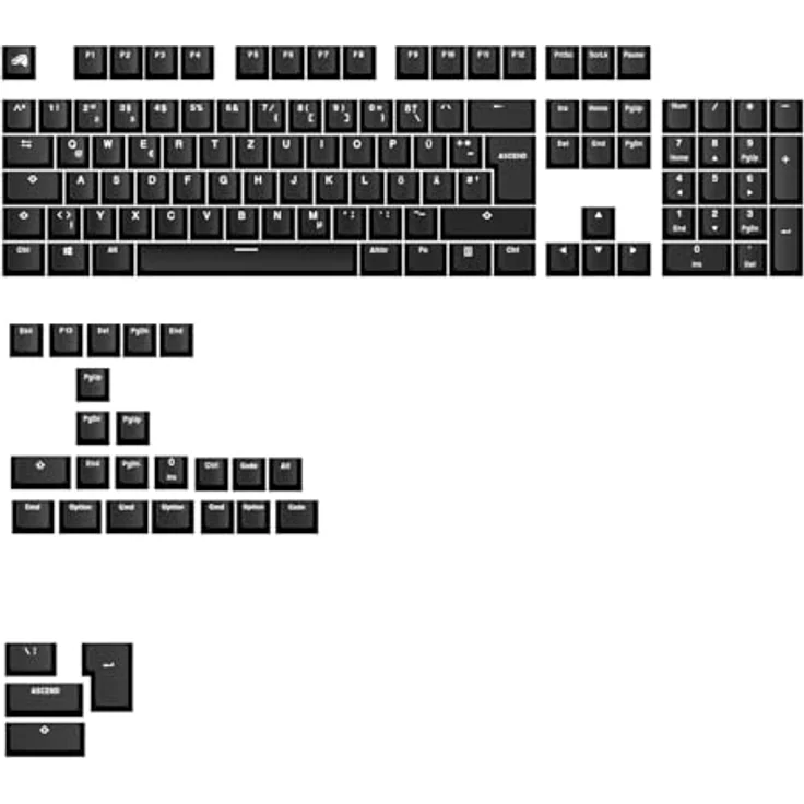 Glorious GPBT Basics Keycaps, ISO Layout (DE), PBT, Doubleshot - Classic Black Keycap-Komplettset, abriebfeste Beschriftung, ISO DE-Layout – Bild 1