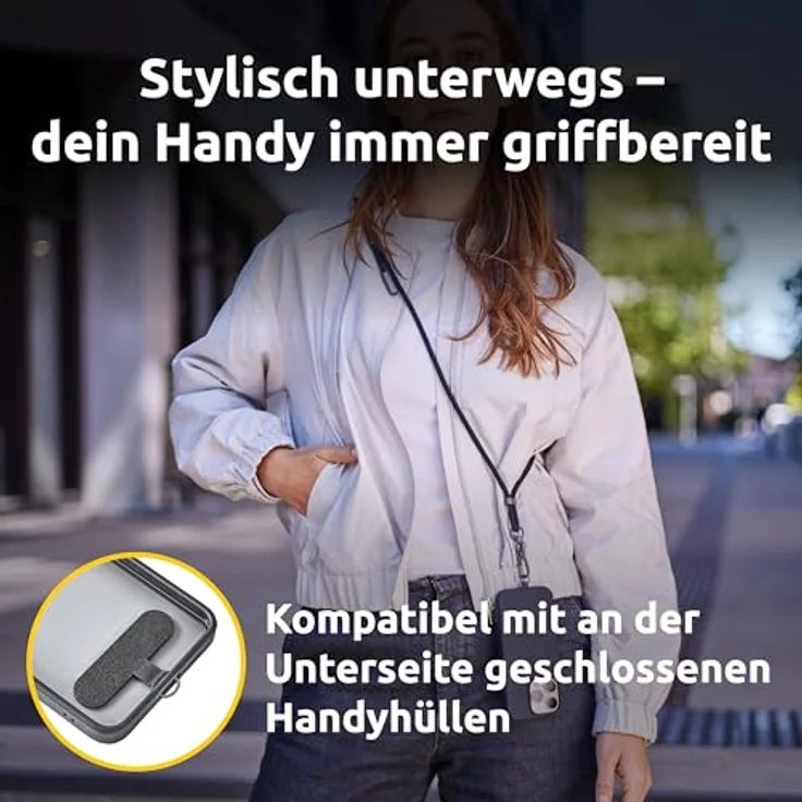 Intenso USB-C Lade- und Datenkabel Handykette, 60W, 480 Mbps, größenverstellbar, Nylon, schwarz – Bild 2